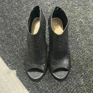 ALDO black open toe back zipper high heels